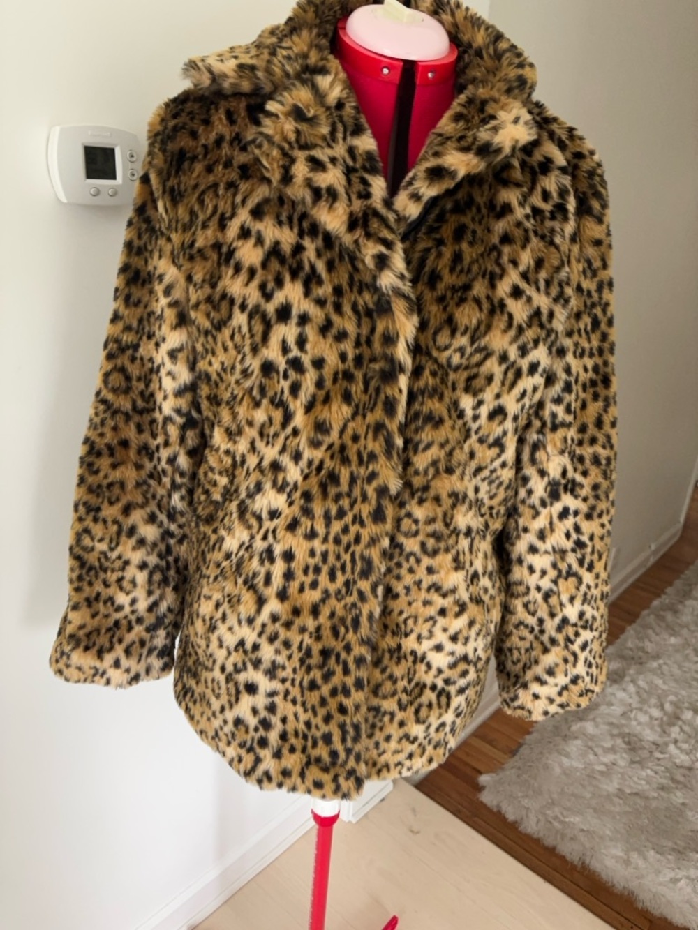 a new day Leopard-Print Faux Fur Jacket in Tan and Black